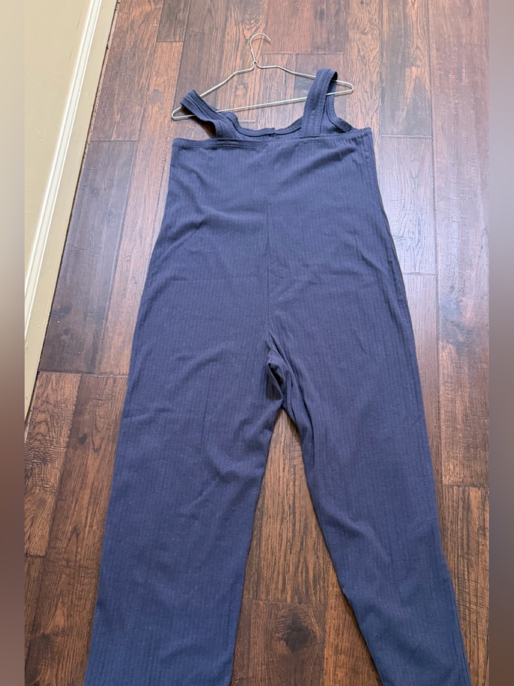 🤎 Old Navy Ribbed Wide Leg Jumpsuit | Boho Lounge One-Piece | Navy | no pockets - Picture 10 of 11